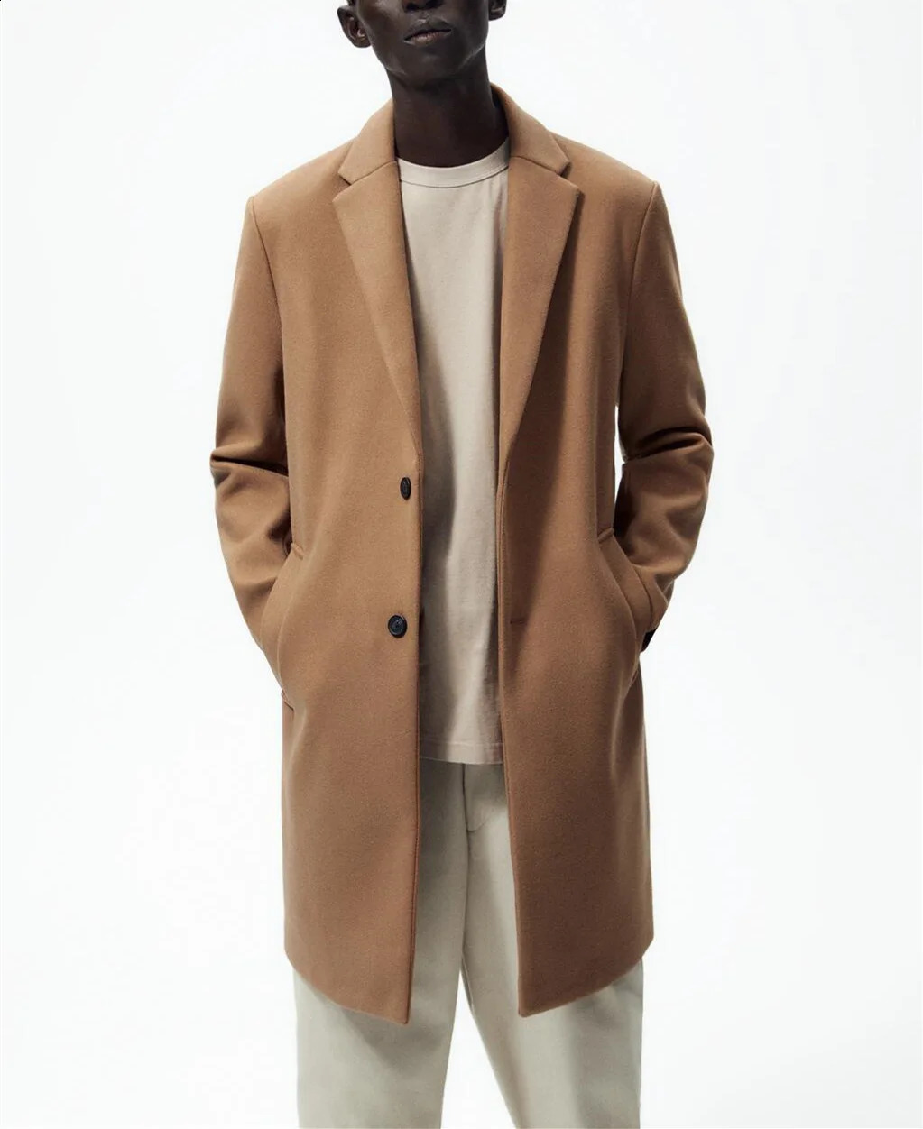 Men Long Trench Coat Autumn Spring Wool Coat Blend Pure Color Casual Business Fashion Loose Windbreaker Jacket Men Clothing 240830