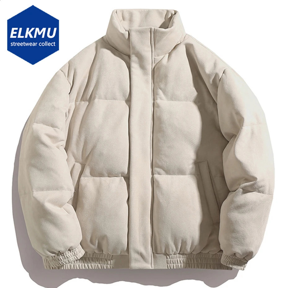 Winter Jacket Puffer Bubble Coats Suede Thicken Parkas Men Solid Stand Collar Padded Jacket Winter Unisex Oversized Jacket 240830