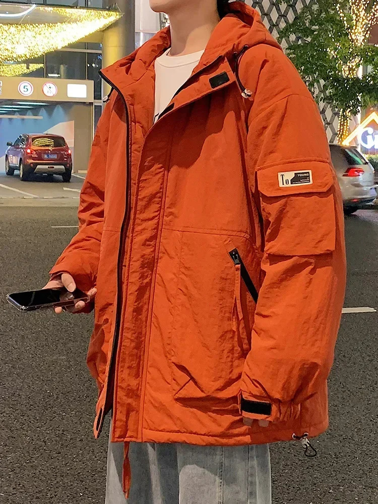 Winter Mens Parkas Thick Warm Jackets Multi-Pockets Casual Hooded Windbreaker Padding Thermal Coat Plus Size 8XL 240830
