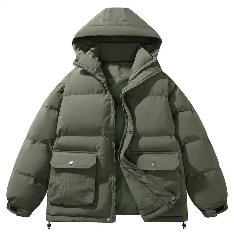 Mens Solid Hooded Men Arrived Winter Jacket Men Casual Loose Thicken Warm Winter Coat Man Winter Parkas Clothes 240830