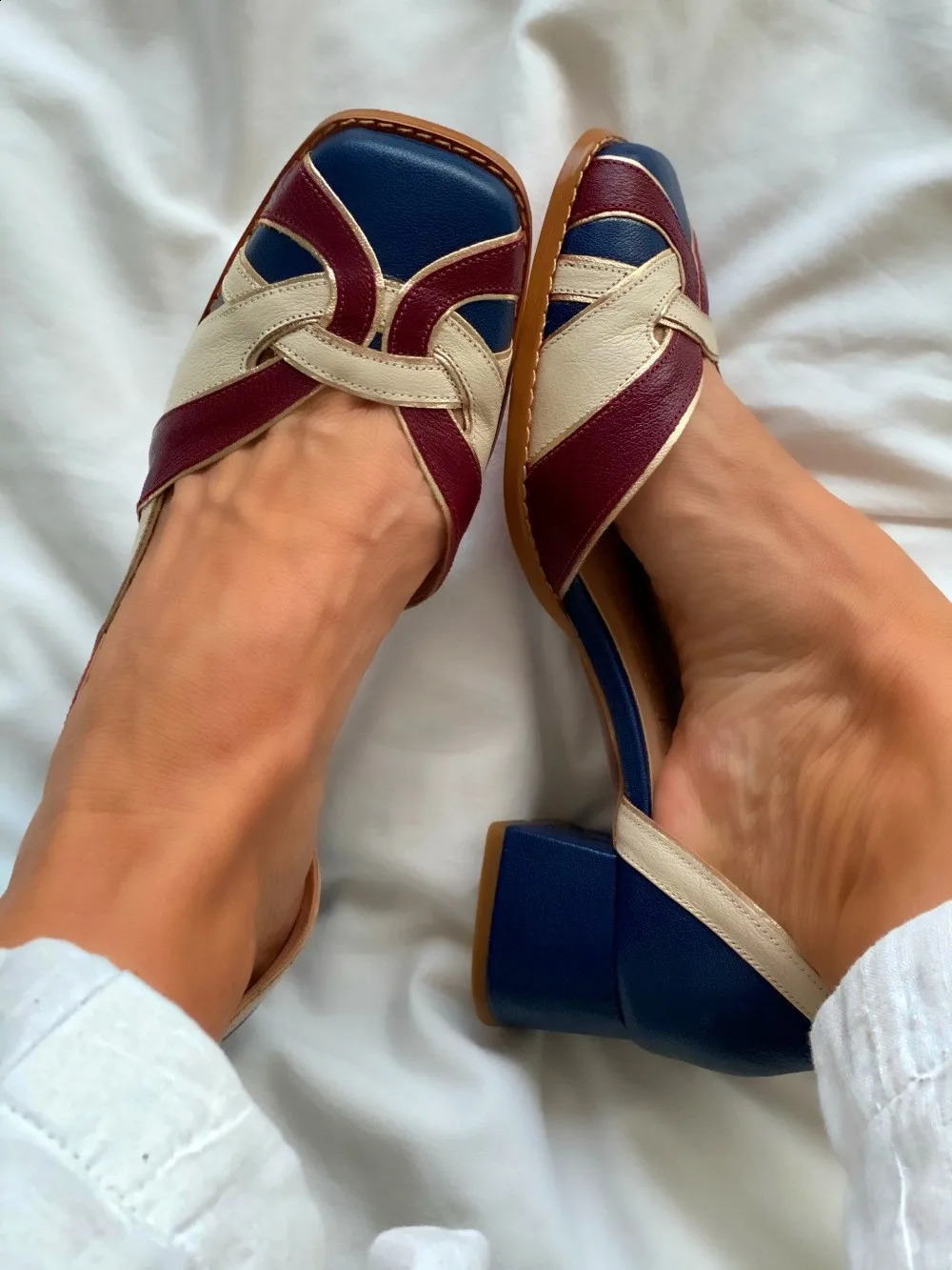 Block Heels Clear Sandals Fashion Womens Shoes 2024 Square Toe Med Large Size y Summer Multicolored Girls Comfort Me 240828