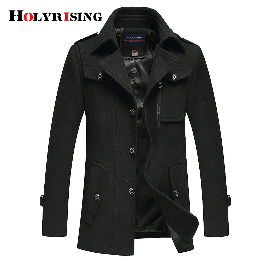 Holyrising Wool Blend Coat Men Casual Casaca Hombre Mens Overcoat Thick Jackets Warm Classic Cloth Man Fitted Coats 18259-5 240830