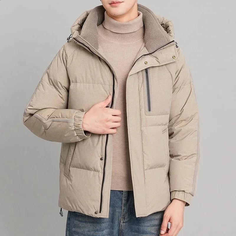 Couleur solide d'hiver d'automne décontracté 90% de vestes de canard blanc en bas de vestes streetwear à capuche à capuche chauffée