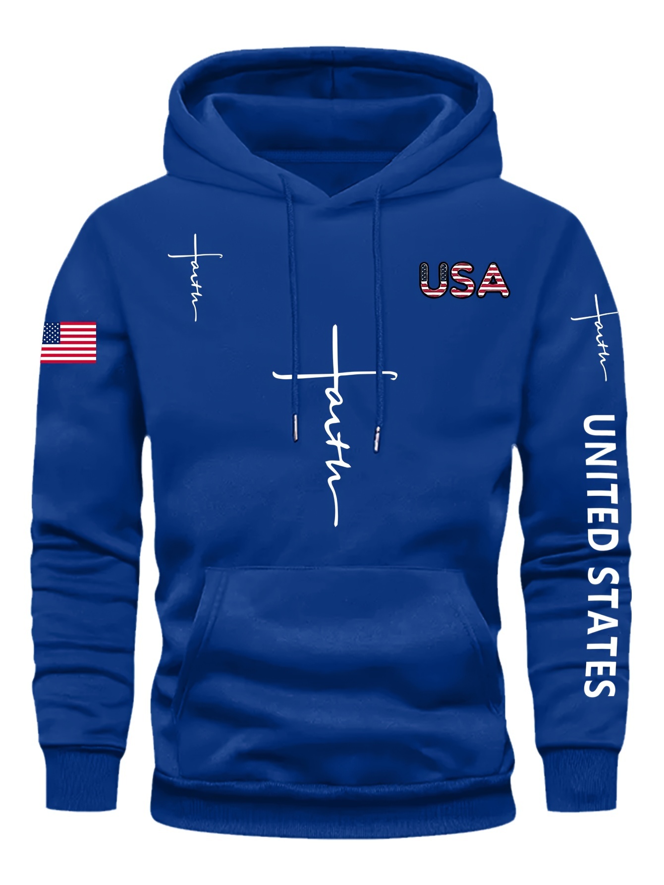 FAITH Estampado de diseñador, sudaderas con capucha informales y acogedoras para hombre con forro polar cálido, sudadera con capucha de manga larga