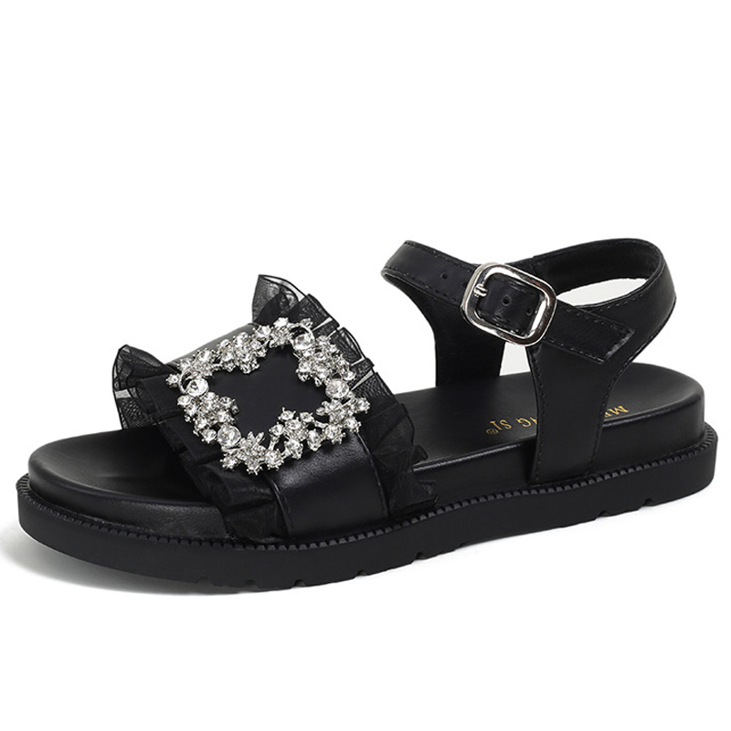 Sandales de marque de boucle cristalline délicate talons épaissis sandalias mujer 2025 Étudiants Muffins Platfo 6062