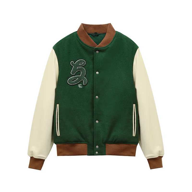 Men's Jackets RARF 2024 Mens GRN Patched Edge Bomber Jacket PU Cotton Jacket Baseball Jacket L260607