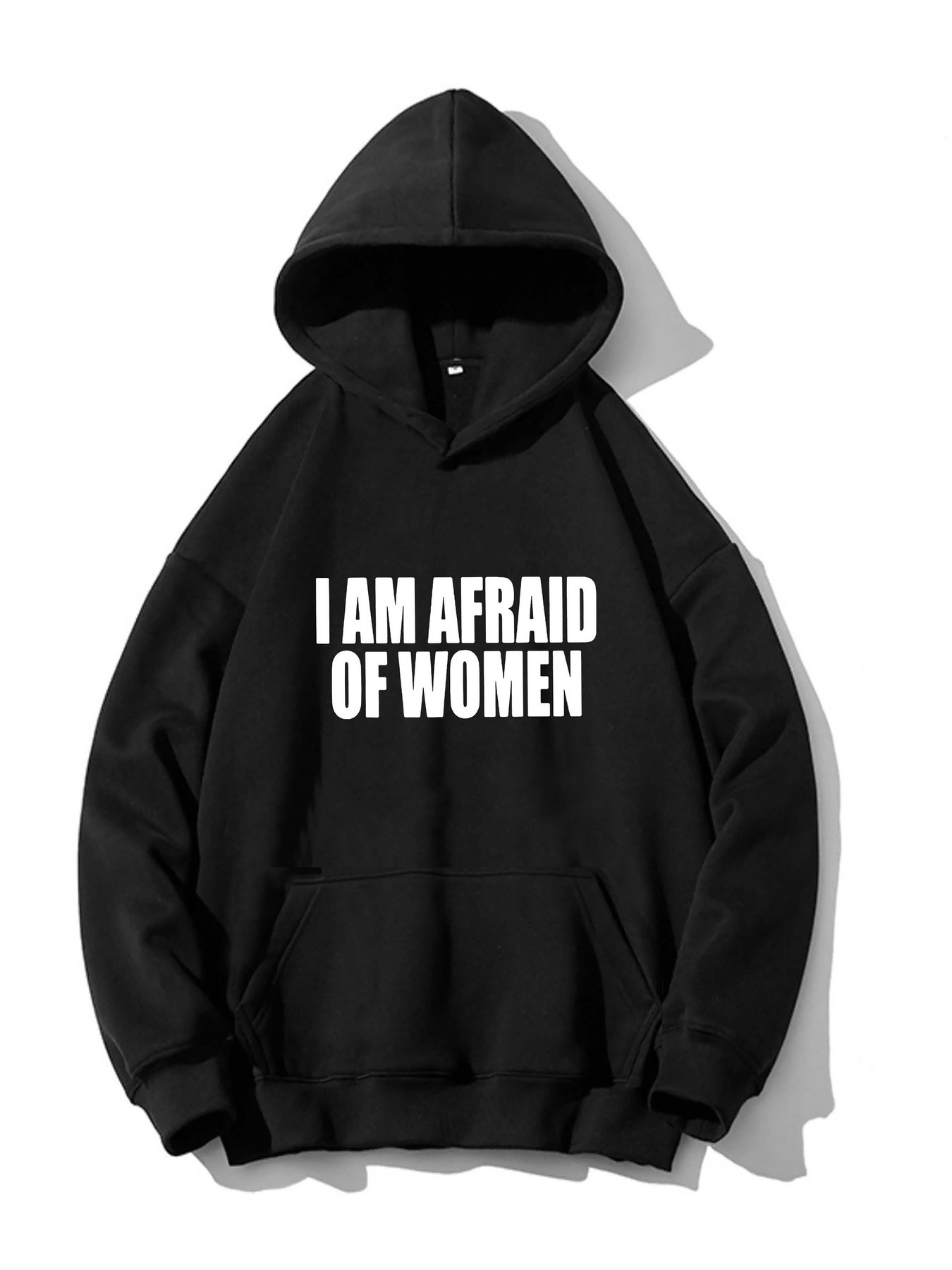 Mens Punk Hoodies With I Am Afraid Of Women Print - Bold Round Neck, Designer Hooded Pocket - Loose Fit Casual Sweatshirt For Autumn Winter - Unforg