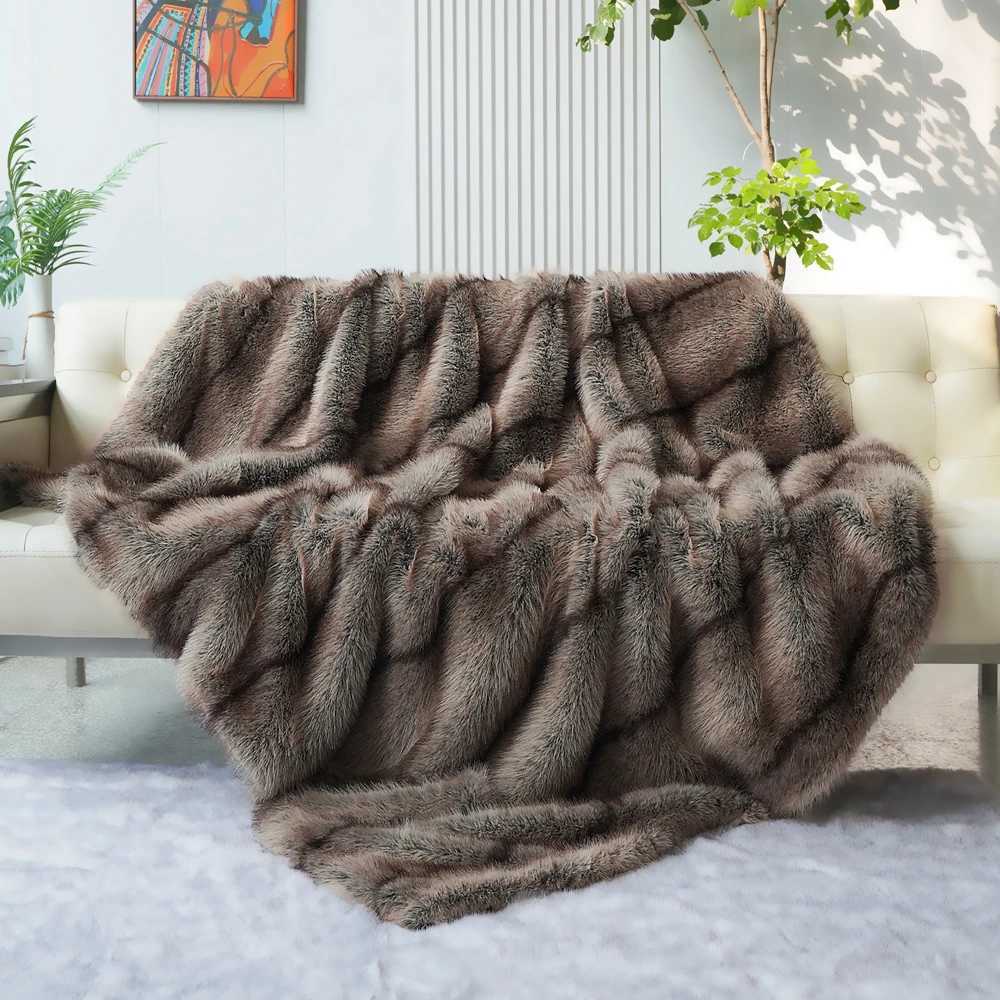 Blankets Luxury faux fur blanket high-end bedding fur blanket used for bedding sofa covers decorative home blankets and throwing X240902 CL250212-image-1044306293