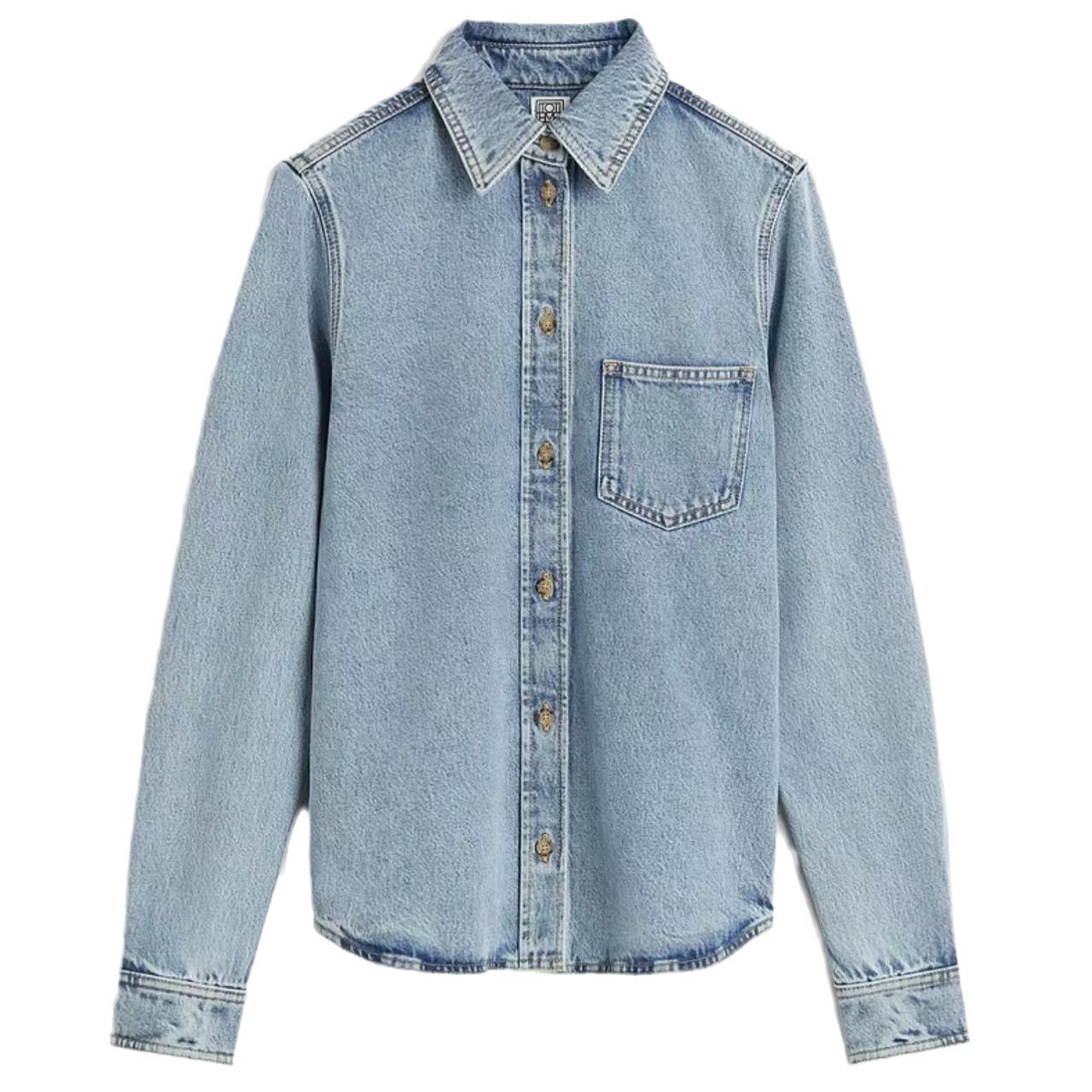Totem Shirt de jean minimaliste pour femmes, 2024 Automne et hiver Nouveau vêtements décontractés, veste décontractée fanée