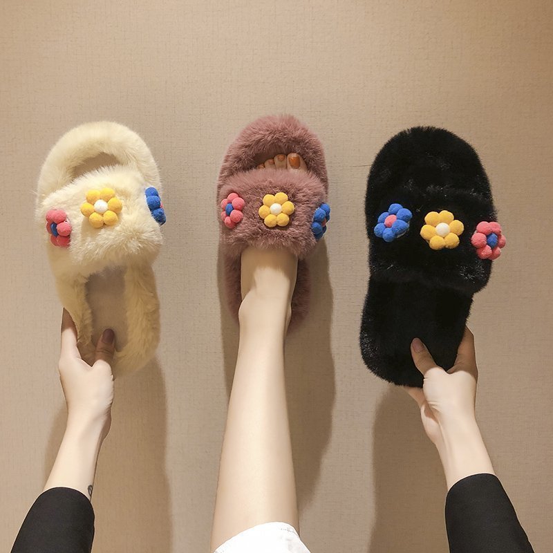 Célébrité colorée wer fur ganters de femmes chaussures de coton hiver