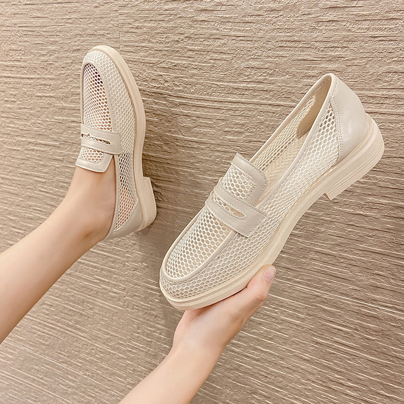 2025 summer air-mesh oxford flat woman breathable cutout slip on loafers lazy shoes female cool net moccasins big 353f