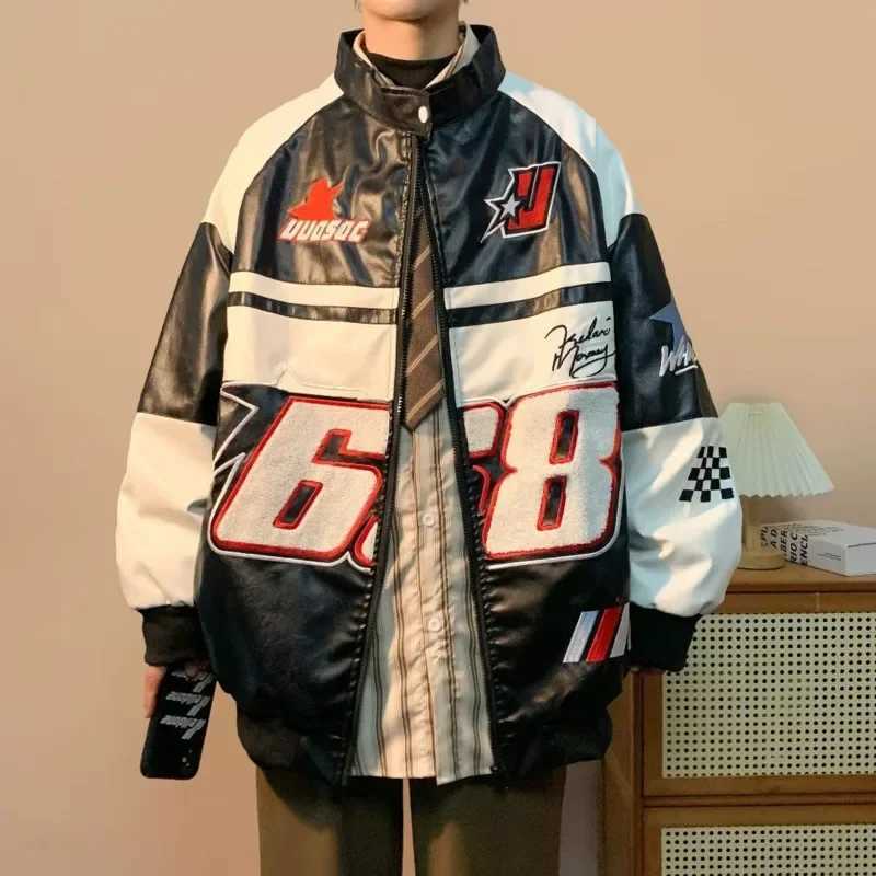 Men's Jackets 2023jacket bomber women new outerwear PU leather y2k vintage varsity Jackets racing American oversize baseball Jacket design L