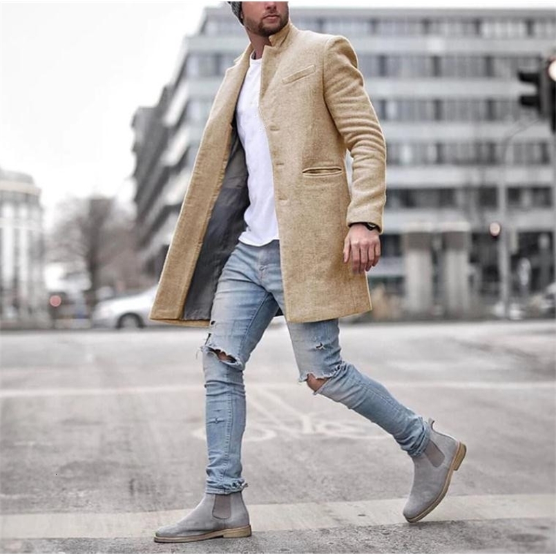 Winter Jackets Men Wool Coat Warm Long Sleeve Male Trench Outerwear Button Overcoat Coats Streetwear Parkas 240830