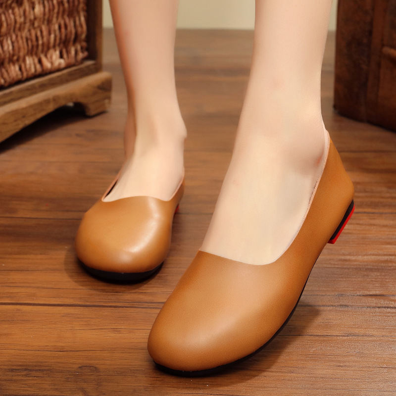 Vintage Genuine leather shoes for women loafers pure handwork ballerina solid cozy cowhide flats plus size 35-43 moccas 570f