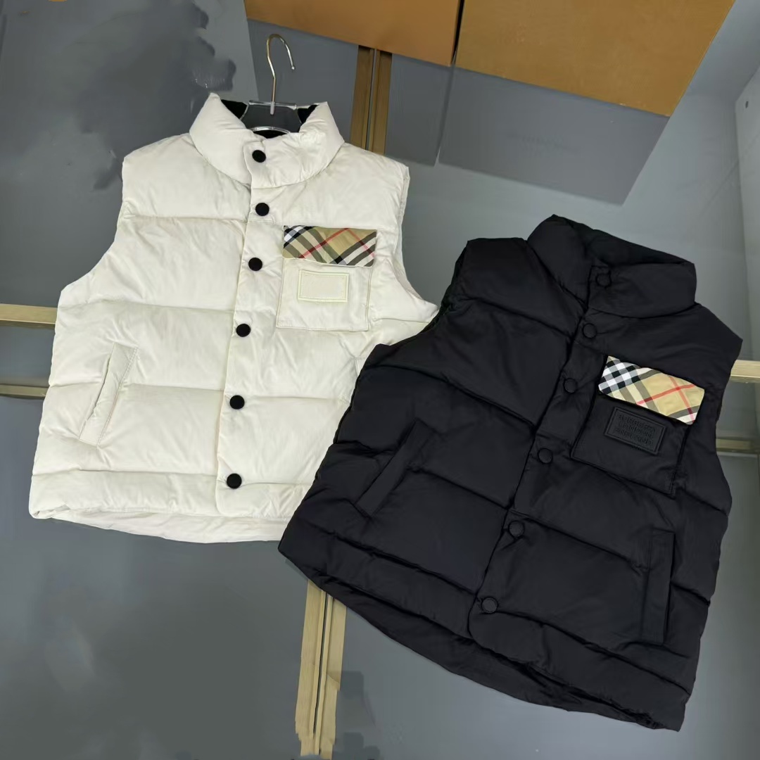 Baby Waistcoats kids Vest Boys Girls Down jacket Sleeveless Letters pockets Zipper Warm Winter Outwear 100% goose down filling-image-800698154