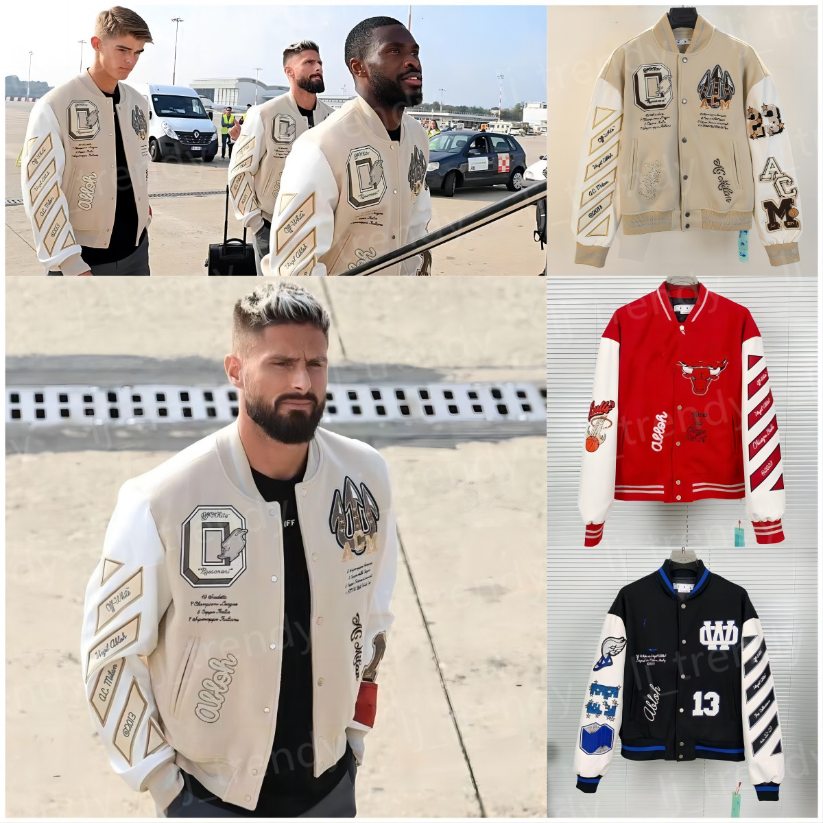 Offs mens White Jacket Embroidered Heavy Industry Letter Wool Spliced Leather Sleeve mens womens varsity Vintage Wind Hip Hop Loose Long Baseball