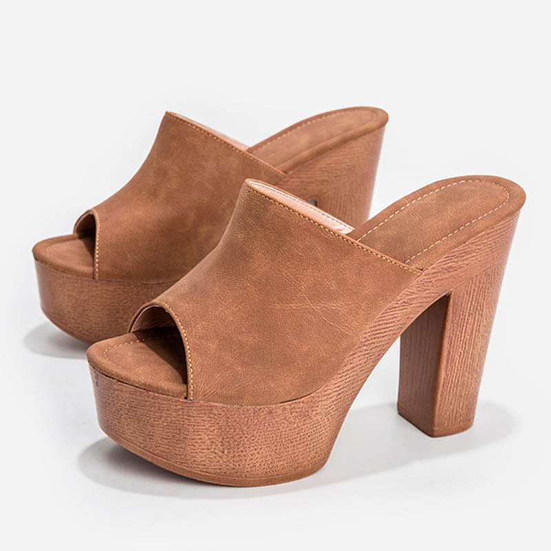Pantoufles en bois pour femmes Sandales Microfibre Flip PS Plus taille 36-43 Tlines en bois Chaussures sur les talons super hauts W 9d52