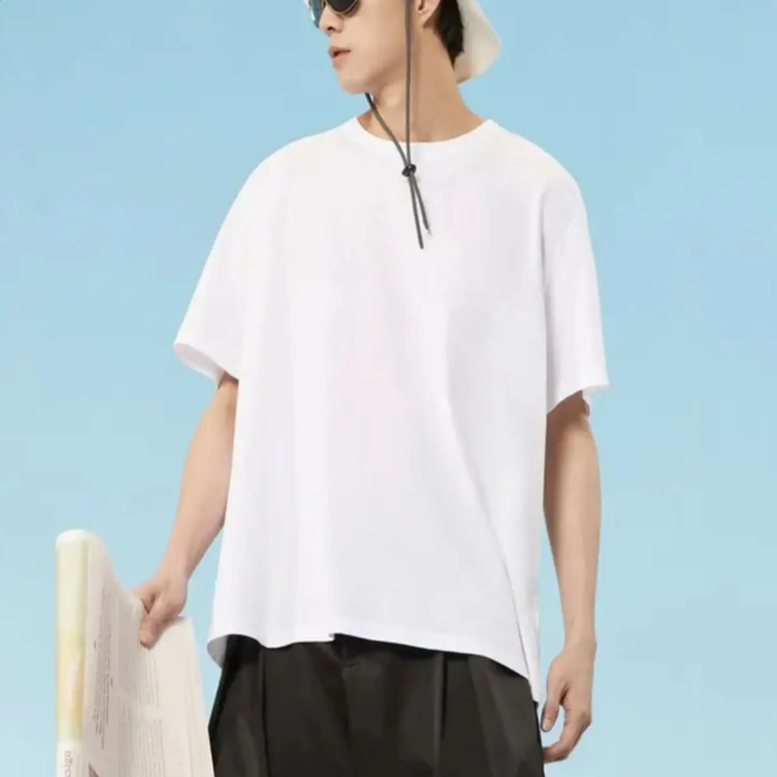 Tshirt Men 2024 Spring Summer Daily Simple Commuting Casual Classic Trendy Solid Color Round Neck Shortsleeved 240902