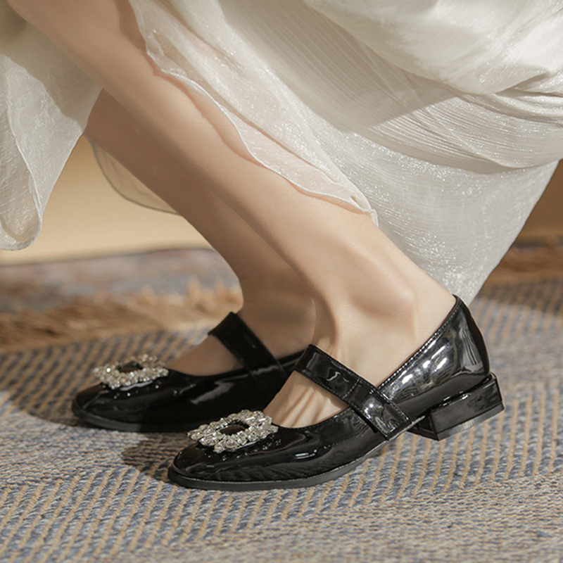 brand rhie buckle mary janes pumps women designer square toe pantent leather low heel tacones lolita shoes chaussu 9e78