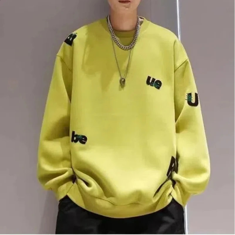 American Style Embroidery Letter O-Neck Hoodies Mens Clothing Arrivals Loose Casual Comfortable All-match Hoodies 240902