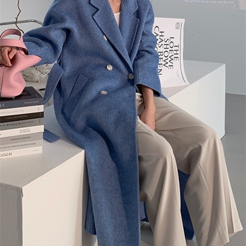 XIWEN Sheep Camel Fleece Double Sided Woolen Coat For Womens Autumn And Winter Hepburn Style 2024 XF885 y240830