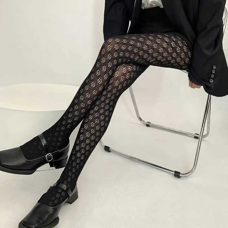 Socks Hosiery Lolita Knit Tights Black Maid Cosplay Hollow Out Pantyhose Girl Tuiwa Stocking Geometric Pattern Socks Y2408330O6PF-image-1016391607