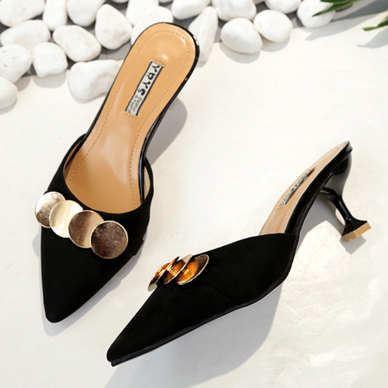 Chaussures de paillettes d'été 2019 Femme Sandales pointues Metal Metal décorer les cales de plage de plage gladiateur flipps dames s 4efb