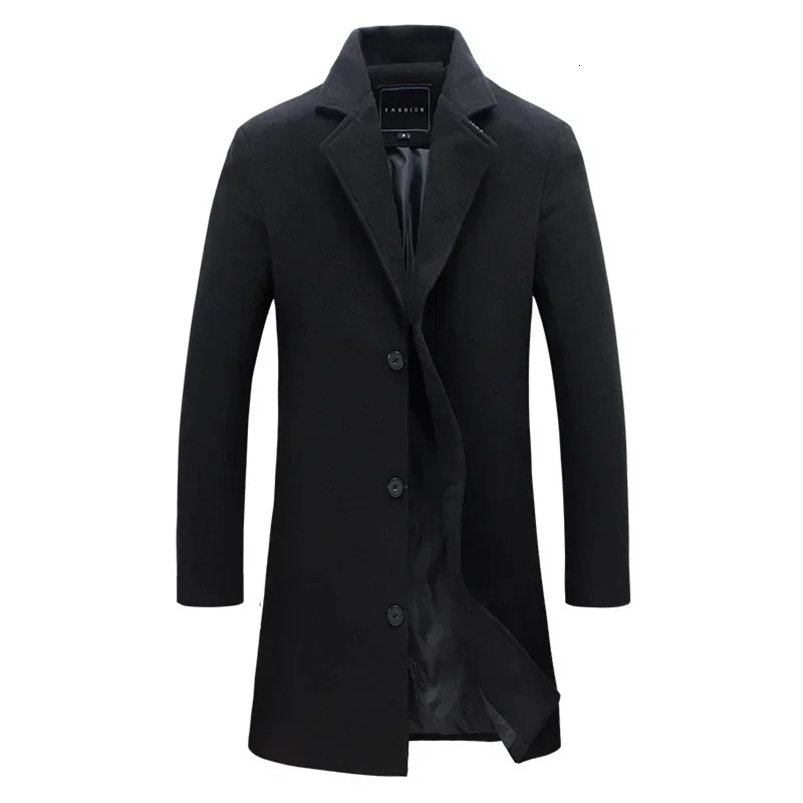 Warm Windbreaker MidLength Urban Casual Woolen Coat Mens Korean Long Jackets for Men Style Slim Winter y240830