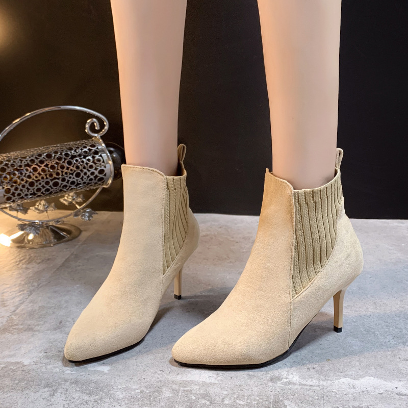 Tisser les bottes extensibles femmes ck patchwork tricoté de la cheville moderne