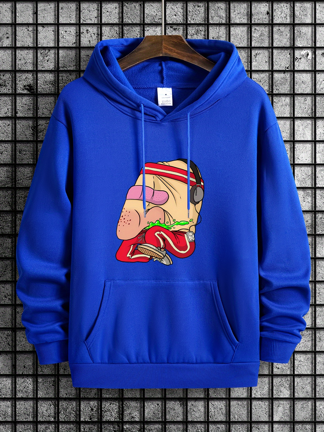 Cartoon Pattern Print Hooded Sweatshirt, Designer Stylish Drawstring Hoodies Fashion Casual Tops For Spring Autumn, Men's Clo