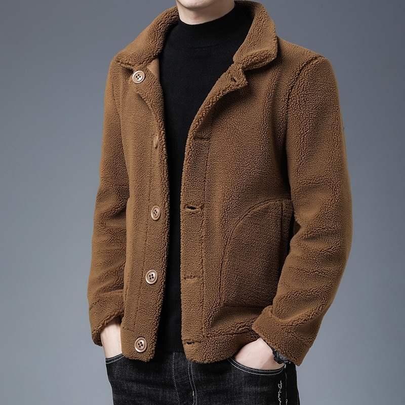 Mens reversible PU leather jacket/pleated leather jacket in autumn and winter large size M-5XL with warm thick leather jacket 240830