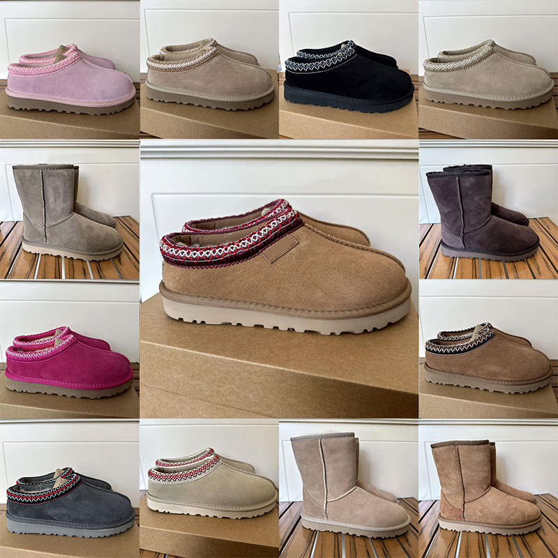 Designer Women Snow boots australia platform winter booties girl classic snow boot ankle short bow mini fur black chestnut slippers pink Bowtie Free