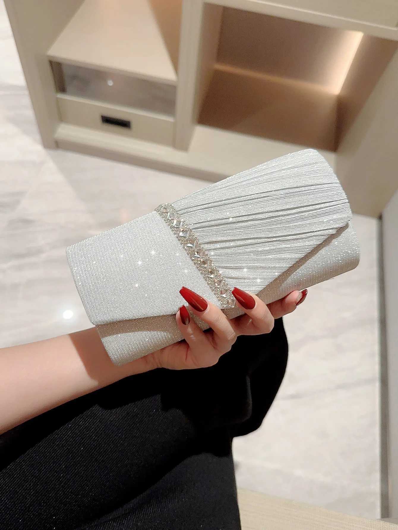 Women s Wedding Clutch Bag Luxury Rhinestone Bow Handbag Banquet Evening Party Purse Chain Diagonal Shoulder Bags for Women 240902