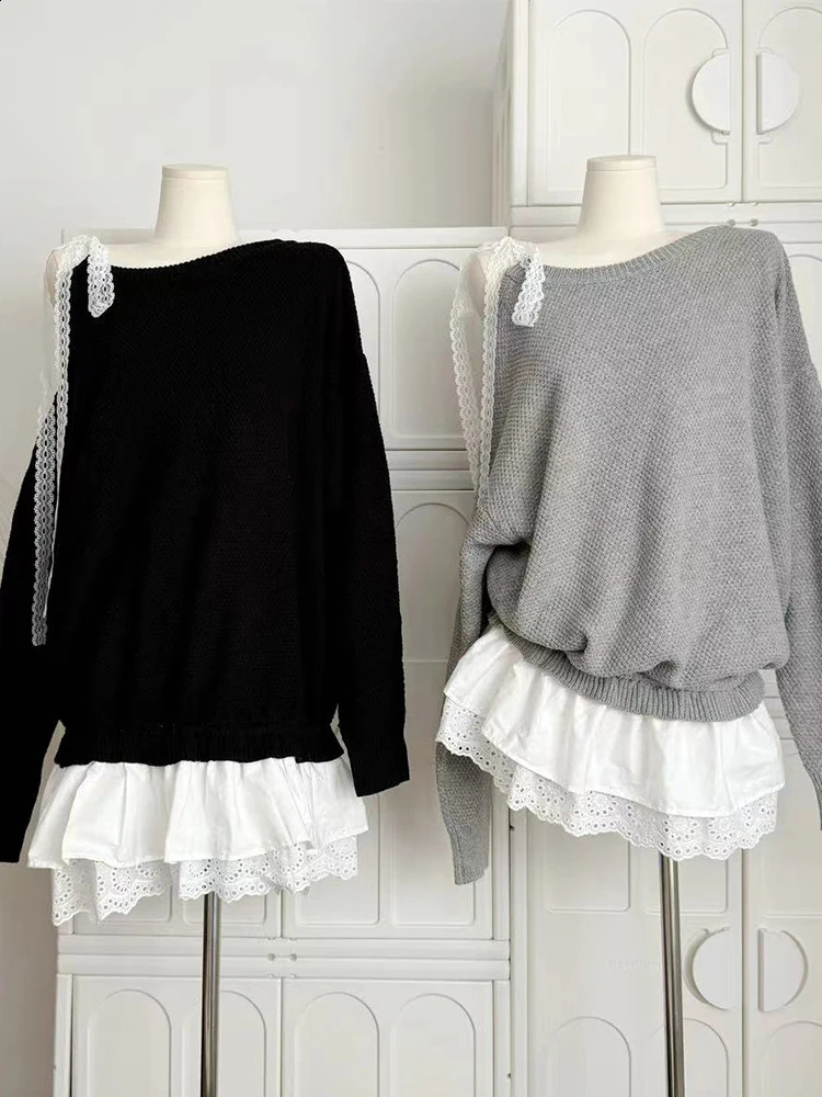 Automne et hiver coréen ballet core noyau mini robe femme à manches longues à manches à manches longues 2000 dentelle esthétique grunge y2k stree