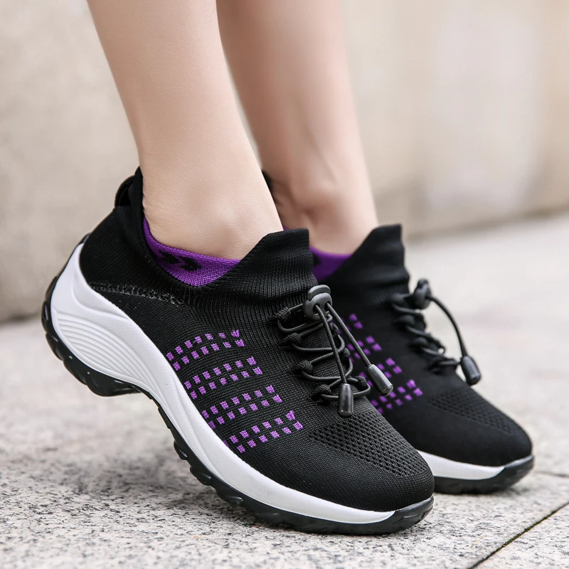 Women's Walking Fashion Sock Sneakers Breathe Comfortable Nursing Shoes Casual Platform Loafers f8eb