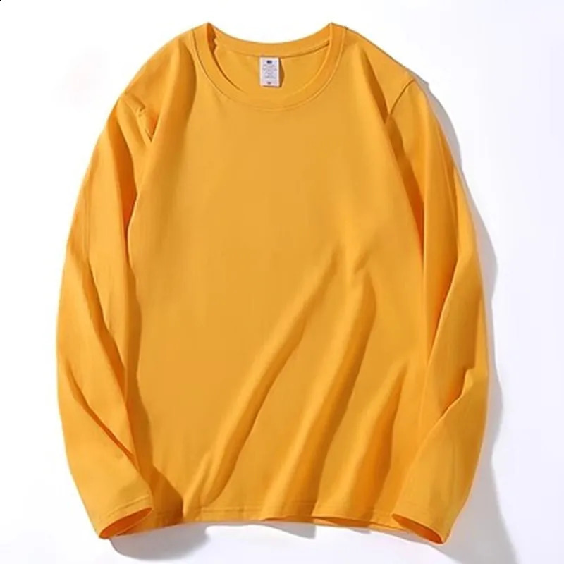 100% Cotton Long Sleeve T Shirt Men Solid Color O Neck Casual Mens Tees Tops Comfortable Breathable Tshirt Man Daily Full Tees 240903