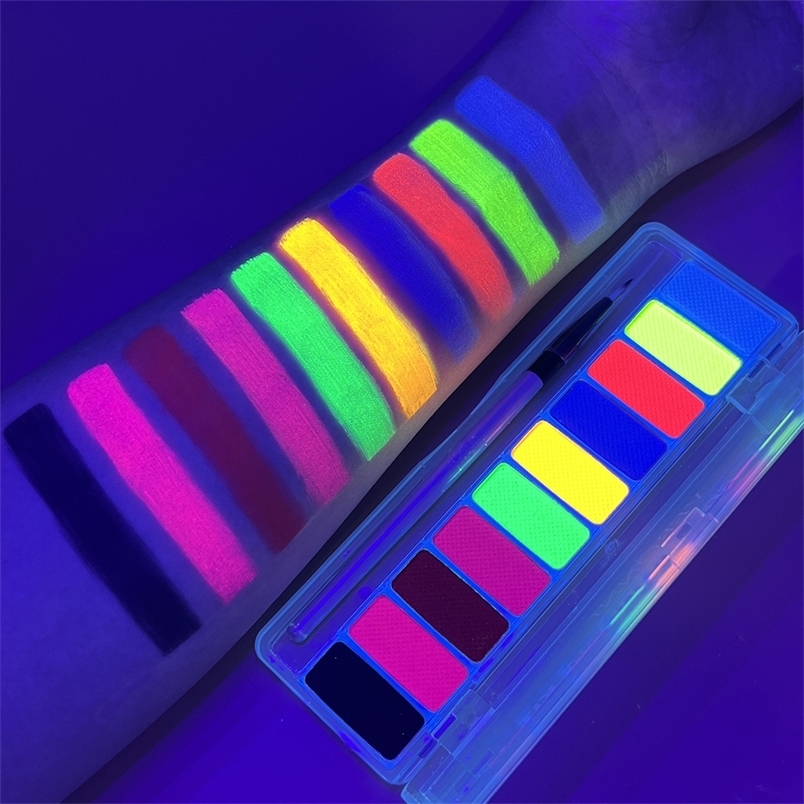 10 colors fluorescent neon face art UV glow oil painting Halloween party fancy dress beauty cosmetics ww 240903