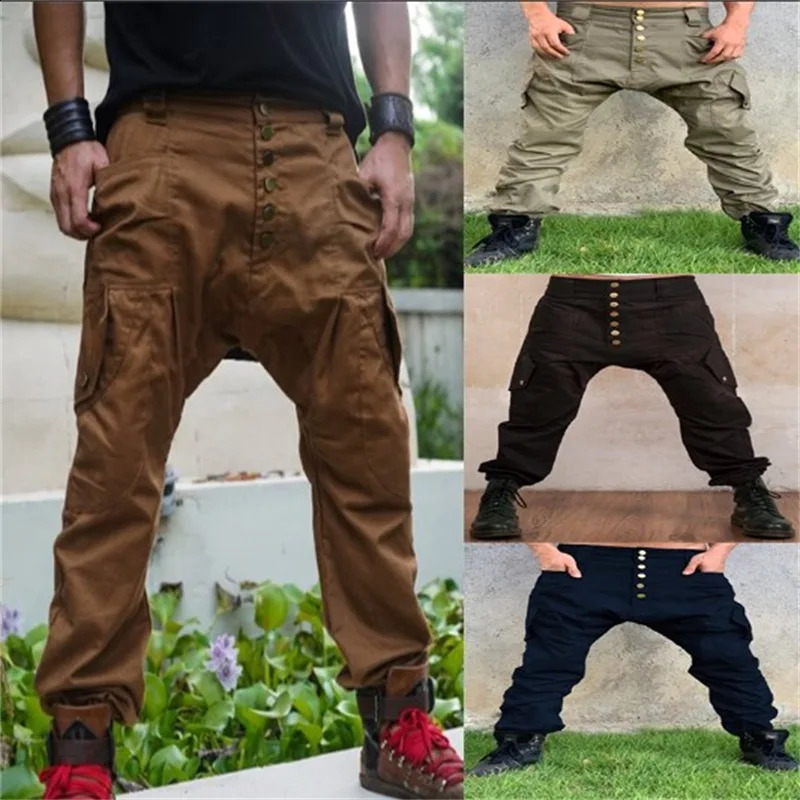 Commodity pants mens clothing multi pocket loose casual single breasted solid color breathable street style mens pants 240903