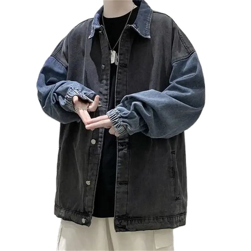 Spring and autumn mens denim jacket Korean mens jacket retro streetwear patch work and leisure couple jacket Ins jacket denim 240902