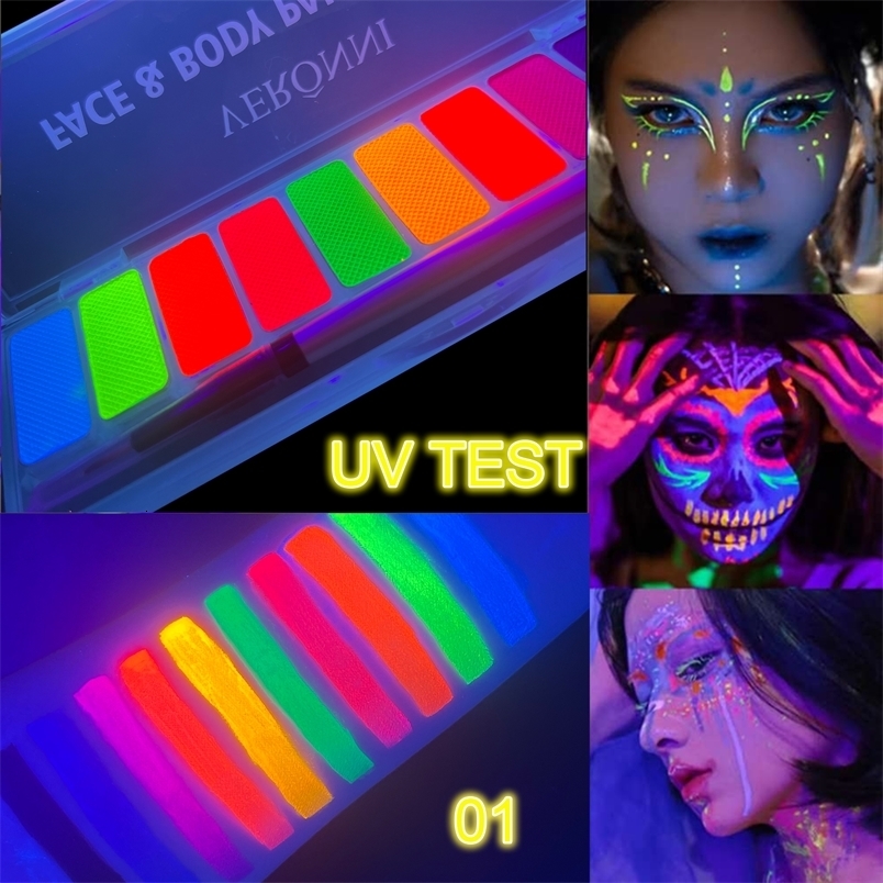 10 colors fluorescent neon face art UV glow oil painting Halloween party fancy dress beauty cosmetics 240903