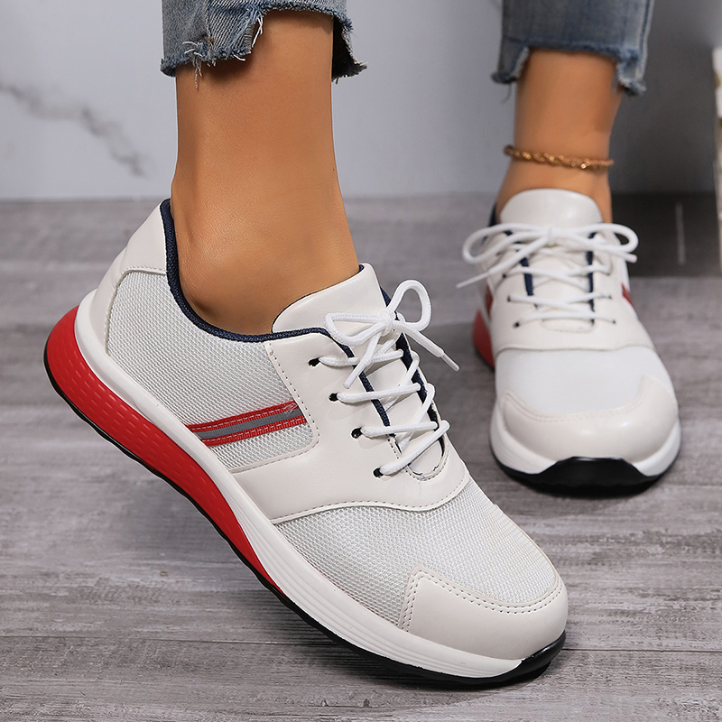 PU Femmes en cuir plate-forme baskets 2024 Automne Trend épais Bottom Sport Femme plus taille confort chaussures respirant chaussures ea3e