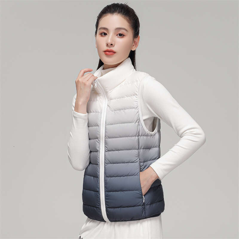Bestseller Women Novel Gradient Outwear 90% White Duck Down Ultra Light Vest Female Sleeveless Warm Waistcoat 8 Ddmylion