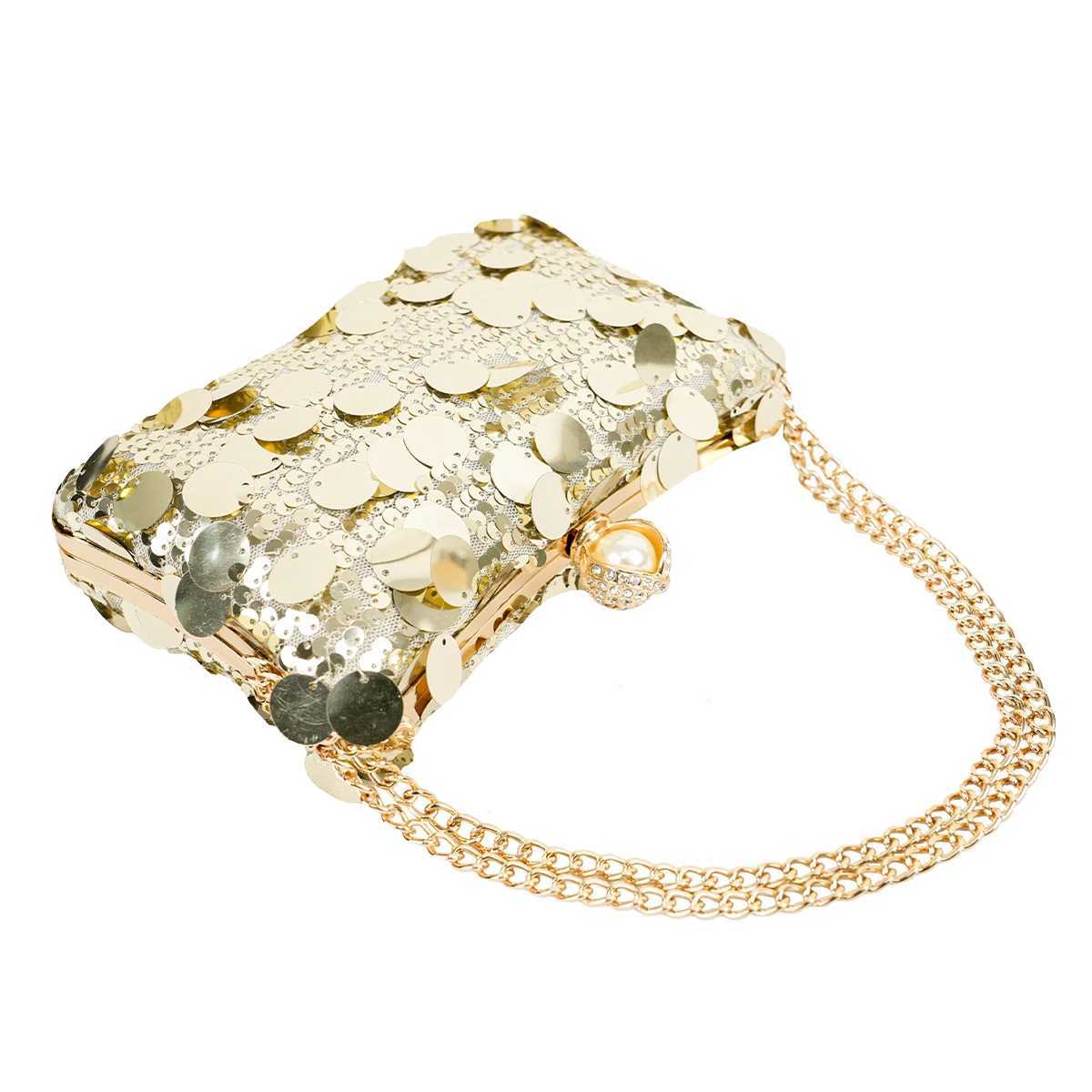 Women Evening Bag Female Clutch Design Luxury Shoulder Bags Party Shiny Sequined Handbags Wrist Purse 240903