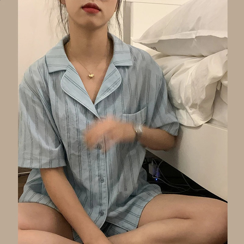 Summer Short Sleeve Shorts Pajama Set Womens pajamas Sweet Students Can Wear Home Clothes Korean Style 2024 Spring 240903