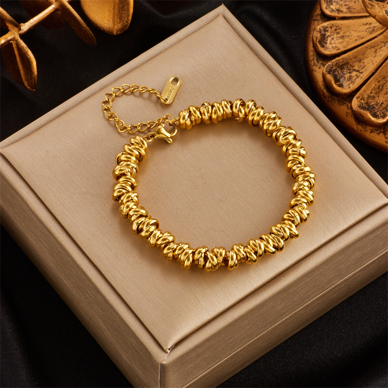 Gold Ring String Bracelet Wristband Charm Designer Stainless Steel Chain Chunky Bracelets for Woman Man Stacking Iced Out Zircon Fine Jewelry