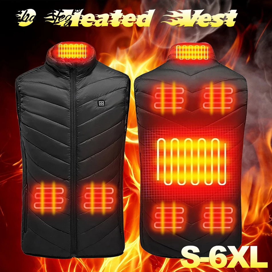 Mentille automne et hiver intelligent chauffant en coton gilet à 9 zones Veste de chauffage de chauffage extérieur chauffage flexible