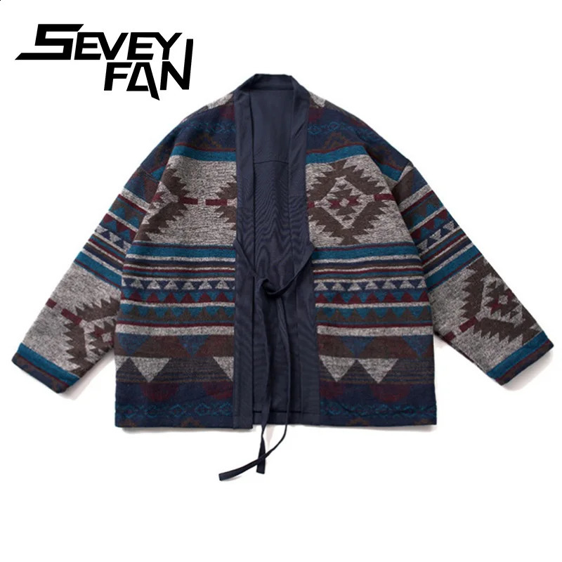 Harajuku Mens Open Front Coat Retro Patch Workbench Collar Japanese Style Robe Mens Street Clothing Jacket 240902