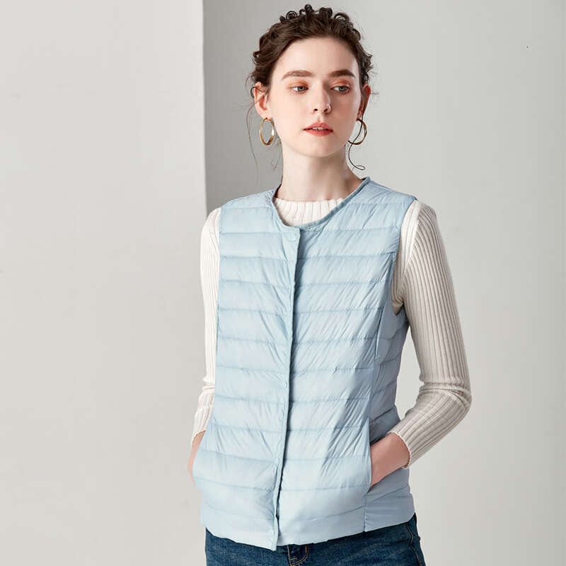 Bestseller New Causal Women White Duck Down Ultra Light Vest Jacket Winter Weightless Round Collar Sleeveless Coat 8 Ddmylion