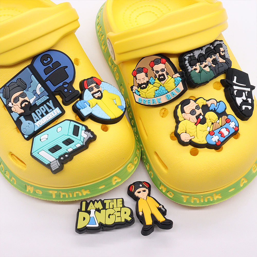 New Arrival 1-10Pcs Danger Beard Man Apply Yourself Shoe Charms Buckle Accessories DIY Kids Holiday Gifts