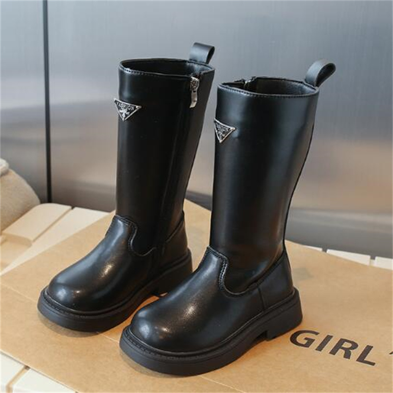 Designer kids Girls boots Autumn Winter New Children's Martin Boots Fashion Side Zipper Plus Velvet Princess High Boot Toddlers baby Bootie